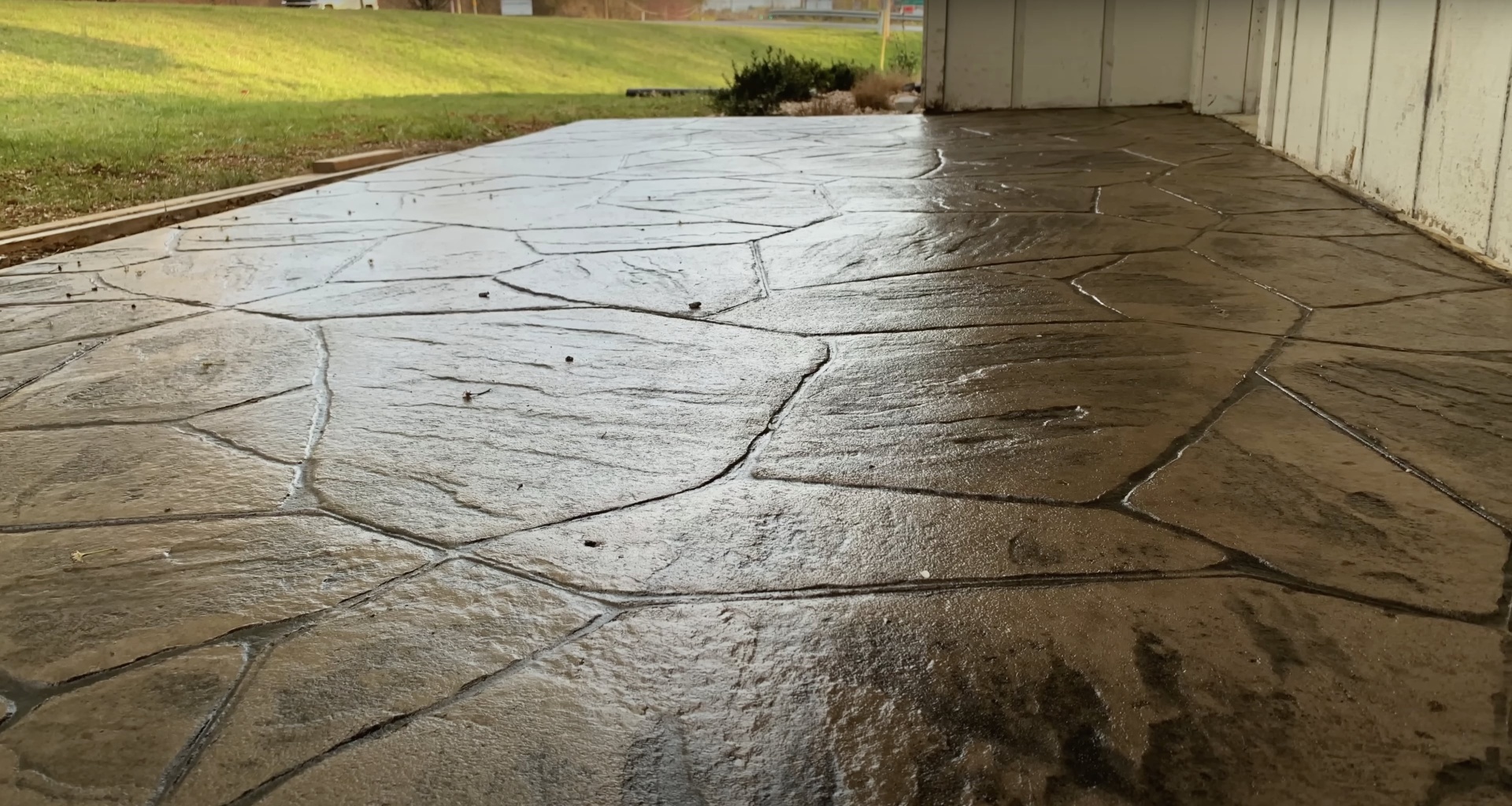 Concrete repair and resurfacing project showing crack restoration