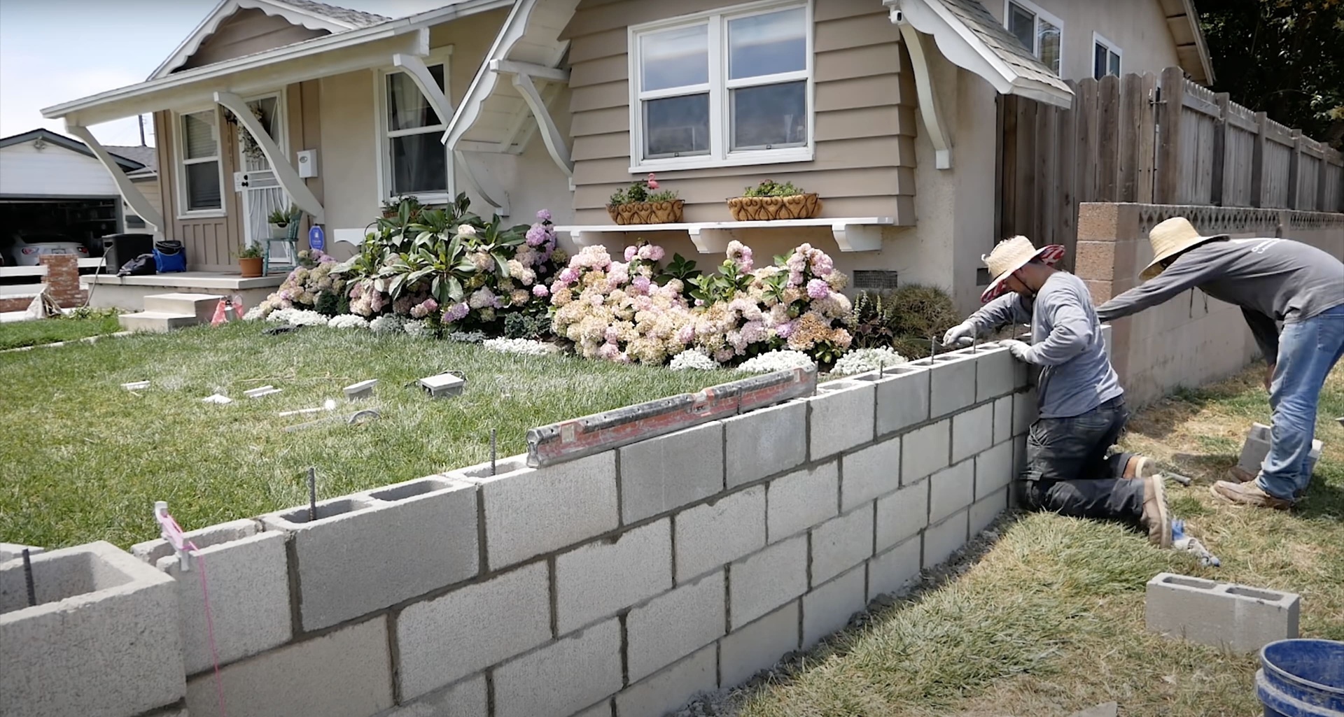 Professional concrete contractors building retaining wall in Palm Bay