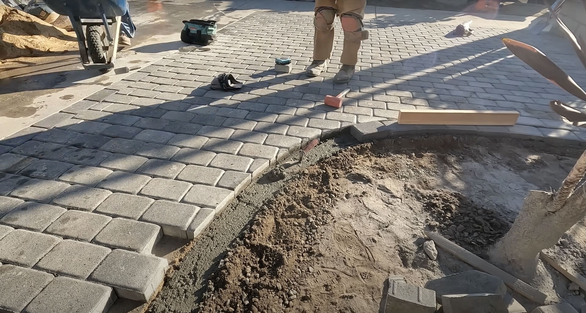 Concrete paver installation and construction work